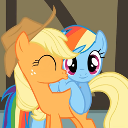 Size: 800x800 | Tagged: safe, artist:szfiftyfour, applejack, rainbow dash, earth pony, pegasus, pony, appledash, female, kissing, lesbian, shipping