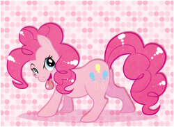 Size: 818x600 | Tagged: safe, artist:vanillacrepe, pinkie pie, earth pony, pony, female, mare, pink coat, pink mane, simple background, solo