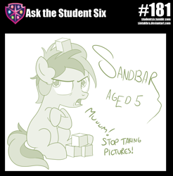 Size: 800x814 | Tagged: safe, artist:sintakhra, sandbar, pony, tumblr:studentsix, 5-year-old, blocks, building blocks, colt, cute, foal, madorable, male, pouting, sandabetes, solo, younger