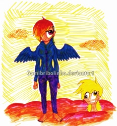 Size: 900x968 | Tagged: safe, artist:gamibrii, derpy hooves, rainbow dash, humanized, winged humanization