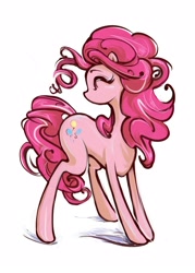 Size: 1144x1600 | Tagged: safe, artist:chio-kami, pinkie pie, earth pony, pony, eyes closed, looking back, smiling, solo