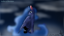 Size: 1600x904 | Tagged: safe, artist:colourdropmlp, princess luna, alicorn, pony, chest fluff, sitting, solo