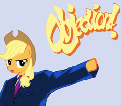 Size: 460x404 | Tagged: safe, artist:dethlunchies, applejack, earth pony, pony, ace attorney, objection, parody, phoenix wright