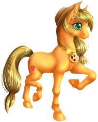 Size: 1000x1240 | Tagged: safe, artist:kittehkatbar, applejack, earth pony, pony, female, mare, simple background, transparent background