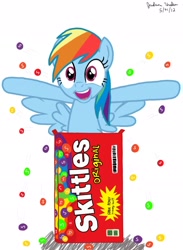 Size: 1408x1920 | Tagged: safe, artist:judhudson, rainbow dash, pegasus, pony, blue coat, female, mare, multicolored mane, skittles