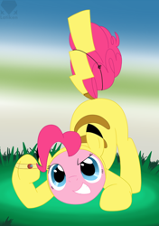 Size: 600x850 | Tagged: safe, artist:latiken, pinkie pie, earth pony, pikachu, pony, clothes, cosplay, costume, crossover, cute, diapinkes, joy buzzer, parody, pokémon, smiling, solo