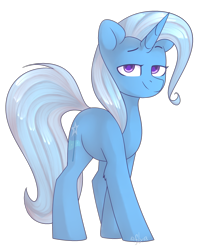 Size: 1827x2300 | Tagged: safe, artist:starlyflygallery, derpibooru import, trixie, pony, unicorn, bedroom eyes, female, looking at you, mare, simple background, solo