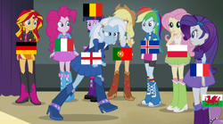 Size: 1280x714 | Tagged: safe, derpibooru import, applejack, fluttershy, pinkie pie, rainbow dash, rarity, spike, sunset shimmer, trixie, twilight sparkle, twilight sparkle (alicorn), alicorn, dog, equestria girls, rainbow rocks, belgium, england, euro 2016, football, france, germany, humane six, iceland, italy, mane six, meme, metaphor, poland, portugal, spike the dog, wales