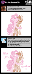 Size: 800x1828 | Tagged: safe, artist:sintakhra, pinkie pie, smolder, dragon, earth pony, pony, tumblr:studentsix, cupcake, drool, female, floating heart, food, gem, heart, hug, smolder is not amused