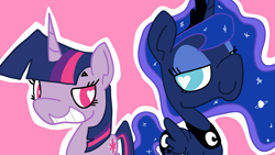 Size: 1920x1080 | Tagged: safe, artist:hackd, princess luna, twilight sparkle, alicorn, pony, female, lesbian, mare, shipping, twiluna, wingding eyes