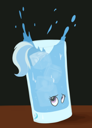 Size: 900x1250 | Tagged: safe, artist:tfinequestria, derpibooru import, trixie, drink, inanimate tf, objectification, solo, tail, transformation, water