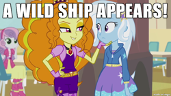 Size: 610x343 | Tagged: safe, artist:krazykari, derpibooru import, adagio dazzle, trixie, equestria girls, female, lesbian, meme, shipping, triagio