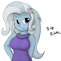 Size: 2027x2008 | Tagged: safe, artist:bigrinth, derpibooru import, trixie, equestria girls, humanized, smiling, solo