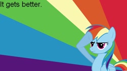 Size: 634x356 | Tagged: safe, rainbow dash, pegasus, pony, female, gay pride, gay pride flag, it gets better, lesbian, lgbt, positive message, positive ponies, pride, rainbow