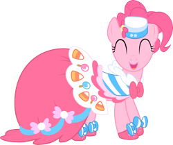 Size: 3837x3209 | Tagged: safe, artist:felix-kot, pinkie pie, earth pony, pony, the best night ever, clothes, dress, eyes closed, female, gala dress, mare, open mouth, simple background, solo, transparent background, vector