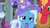 Size: 1920x1080 | Tagged: safe, derpibooru import, screencap, big macintosh, trixie, earth pony, pony, unicorn, a horse shoe-in, cape, clothes, duo, female, hat, male, mare, stallion, trixie's cape, trixie's hat