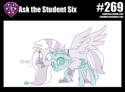 Size: 800x588 | Tagged: safe, artist:sintakhra, ocellus, silverstream, changedling, changeling, hippogriff, ladybug, tumblr:studentsix, cute, diaocelles, diastreamies, eeee, female, jewelry, necklace