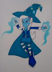 Size: 1425x1973 | Tagged: safe, artist:artking3000, derpibooru import, trixie, equestria girls, magic, traditional art, trixie's hat