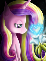 Size: 900x1190 | Tagged: safe, artist:chanceyb, princess cadance, alicorn, pony, female, flower, horn, solo