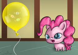 Size: 1400x1000 | Tagged: safe, artist:steedburst, pinkie pie, earth pony, pony, balloon, candy, chibi, food