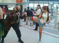 Size: 500x363 | Tagged: safe, rainbow dash, human, bane, cosplay, irl, irl human, photo, the dark knight rises