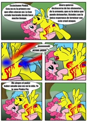 Size: 906x1280 | Tagged: safe, artist:king-shoutmon, pinkie pie, oc, earth pony, pony, comic, spanish