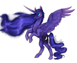 Size: 1024x841 | Tagged: safe, artist:leechetious, princess luna, alicorn, pony, rearing, simple background, solo, spread wings, transparent background