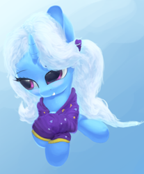 Size: 2780x3350 | Tagged: safe, artist:vultraz, derpibooru import, trixie, unicorn, babysitter trixie, clothes, cute, diatrixes, female, gameloft interpretation, high res, hoodie, solo