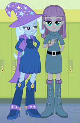 Size: 2928x4464 | Tagged: safe, artist:themexicanpunisher, derpibooru import, maud pie, trixie, equestria girls, female, lesbian, mauxie, shipping