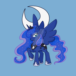 Size: 1024x1024 | Tagged: safe, artist:yoshimarsart, princess luna, alicorn, pony, cutie mark, moon, raised hoof, simple background, solo, watermark