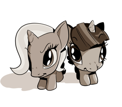 Size: 2419x2140 | Tagged: safe, alternate version, artist:cassettepunk, derpibooru import, trixie, twilight sparkle, female, lesbian, sepia, shipping, twixie