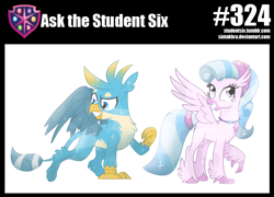 Size: 800x575 | Tagged: safe, artist:sintakhra, gallus, silverstream, classical hippogriff, griffon, hippogriff, tumblr:studentsix, crystallized, cute, diastreamies, duo, female, gallabetes, male, story in the source, story included