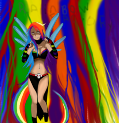 Size: 1984x2056 | Tagged: safe, artist:ashleykedziora, rainbow dash, humanized, tailed humanization, winged humanization