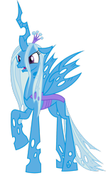Size: 1024x1716 | Tagged: safe, artist:blah23z, derpibooru import, queen chrysalis, trixie, changeling, changeling queen, pony, unicorn, female, kathleen barr, mare, recolor, solo, voice actor joke