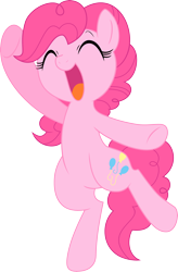Size: 2196x3356 | Tagged: safe, artist:mochi--pon, pinkie pie, earth pony, pony, bipedal, cute, diapinkes, eyes closed, female, happy, mare, open mouth, simple background, smiling, solo, transparent background, underhoof, vector, waving