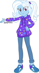 Size: 4150x7788 | Tagged: safe, artist:sacrifice02, derpibooru import, trixie, equestria girls, absurd resolution, babysitter trixie, female, looking at you, pigtails, simple background, solo, transparent background