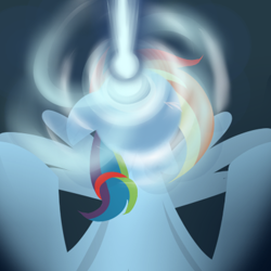 Size: 400x400 | Tagged: safe, artist:frostedwarlock, rainbow dash, pegasus, pony, blue coat, female, mage dash, mare, multicolored mane, solo, tumblr