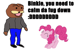 Size: 650x430 | Tagged: safe, pinkie pie, earth pony, pony, image macro, meme, spurdo spärde, text, wat