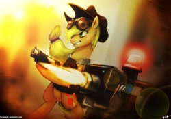 Size: 2592x1800 | Tagged: safe, artist:tarantad0, applejack, earth pony, pony, crossover, female, mare, team fortress 2