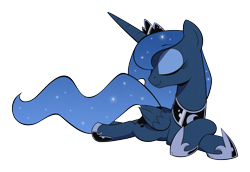 Size: 2117x1458 | Tagged: safe, artist:php104, princess luna, alicorn, pony, eyes closed, prone, simple background, solo, transparent background