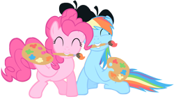 Size: 4000x2265 | Tagged: safe, artist:somepony, pinkie pie, rainbow dash, earth pony, pegasus, pony, simple background, transparent background, vector