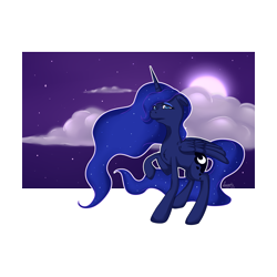 Size: 2500x2500 | Tagged: safe, artist:lokkyta, princess luna, alicorn, pony, moon, night, solo