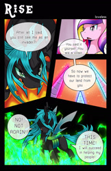 Size: 1500x2312 | Tagged: safe, artist:vavacung, princess cadance, queen chrysalis, twilight sparkle, alicorn, changeling, changeling queen, pony, comic:to love alicorn, comic