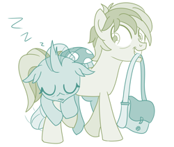 Size: 676x574 | Tagged: safe, artist:sintakhra, ocellus, sandbar, changeling, tumblr:studentsix, bag, carrying, carrying changeling, changeling laying on pony, cute, diaocelles, looking back, mouth hold, on back, onomatopoeia, sleeping, sound effects, zzz