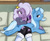 Size: 1088x893 | Tagged: safe, artist:ohohokapi, derpibooru import, trixie, pony, unicorn, amethyst (steven universe), brush, brushie, brushie brushie, crossover, female, hairbrush, mare, sofa, steven universe, underhoof