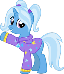 Size: 4000x4653 | Tagged: safe, artist:melisareb, derpibooru import, trixie, pony, unicorn, .svg available, absurd resolution, alternate hairstyle, babysitter trixie, clothes, cute, diatrixes, female, gameloft, gameloft interpretation, hoodie, looking at you, mare, melisareb is trying to murder us, pigtails, show accurate, simple background, smiling, smiling at you, solo, stars, transparent background, twintails, vector, weapons-grade cute