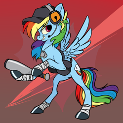 Size: 1196x1200 | Tagged: safe, artist:xenon, rainbow dash, pegasus, pony, costume, scout, team fortress 2