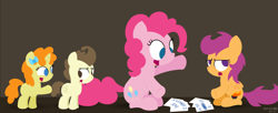 Size: 5400x2200 | Tagged: safe, artist:dtcx97, pinkie pie, pound cake, pumpkin cake, scootaloo, earth pony, pony, post-crusade, tumblr