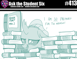 Size: 800x608 | Tagged: safe, artist:sintakhra, ocellus, changedling, changeling, tumblr:studentsix, book, book fort, crazy prepared, ocellus sure does love books, slumber 101, solo, that changeling sure does love books