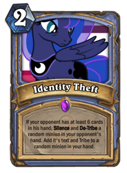 Size: 400x543 | Tagged: safe, screencap, princess luna, alicorn, pony, blank flank, card, hearthstone, meta, sad, solo, warcraft